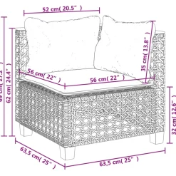 vidaXL 6-delige Loungeset met kussens poly rattan zwart