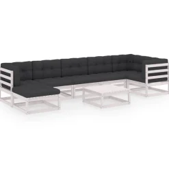vidaXL 8-delige Loungeset met kussens massief grenenhout