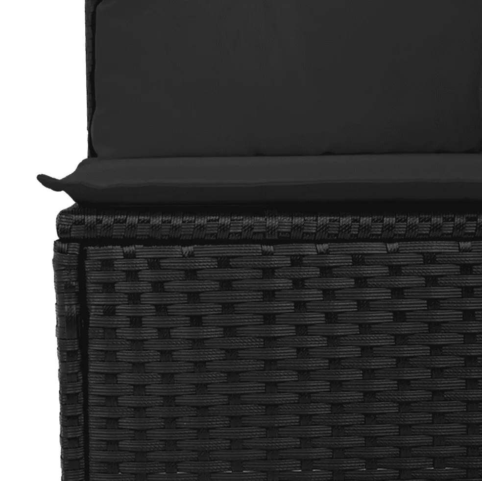 vidaXL 5-delige Loungeset met kussens poly rattan zwart