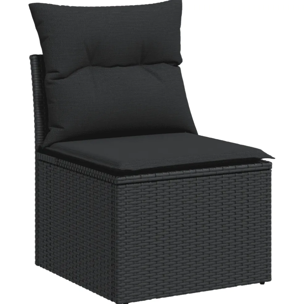 vidaXL 5-delige Loungeset met kussens poly rattan zwart