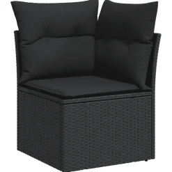 vidaXL 5-delige Loungeset met kussens poly rattan zwart