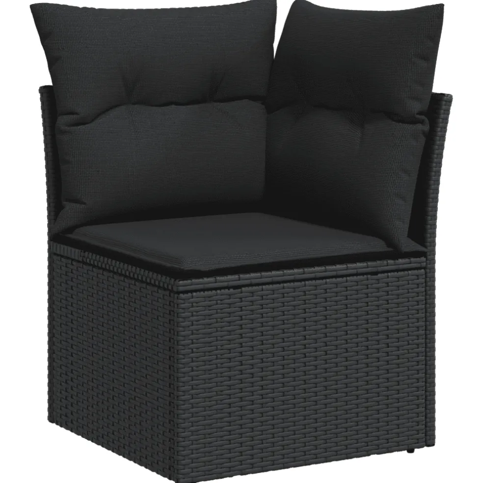 vidaXL 5-delige Loungeset met kussens poly rattan zwart