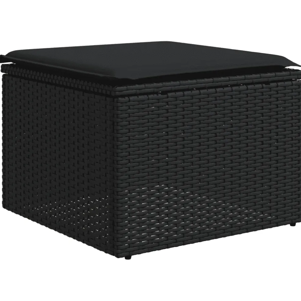 vidaXL 5-delige Loungeset met kussens poly rattan zwart
