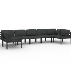 vidaXL 7-delige Loungeset met kussens aluminium antracietkleurig