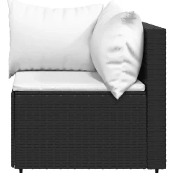 vidaXL 4-delige Loungeset met kussens poly rattan zwart