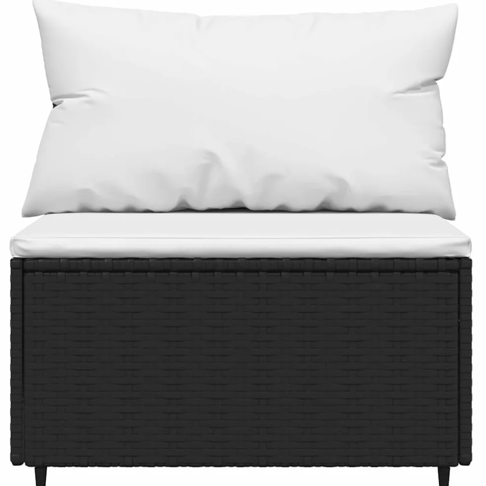 vidaXL 4-delige Loungeset met kussens poly rattan zwart