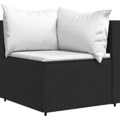 vidaXL 4-delige Loungeset met kussens poly rattan zwart