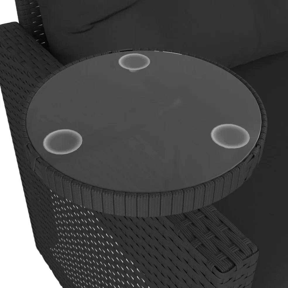 vidaXL 3-delige Loungeset met kussens poly rattan zwart