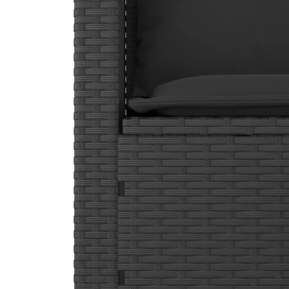 vidaXL 3-delige Loungeset met kussens poly rattan zwart