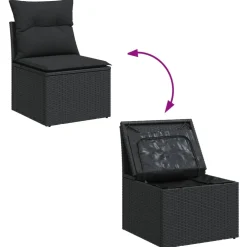 vidaXL 7-delige Loungeset met kussens poly rattan zwart