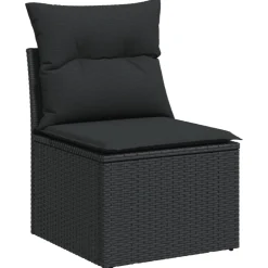 vidaXL 7-delige Loungeset met kussens poly rattan zwart