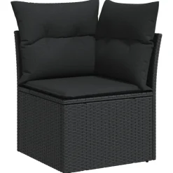 vidaXL 7-delige Loungeset met kussens poly rattan zwart