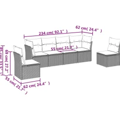 vidaXL 8-delige Loungeset met kussens poly rattan bruin