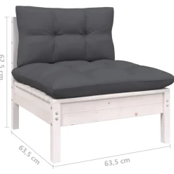 vidaXL 9-delige Loungeset met kussens massief grenenhout wit