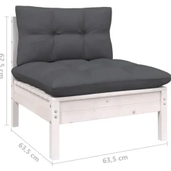 vidaXL 9-delige Loungeset met kussens massief grenenhout wit