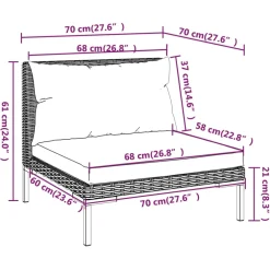 vidaXL 8-delige Loungeset met kussens poly rattan donkergrijs