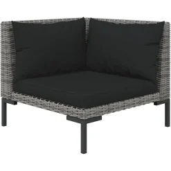 vidaXL 8-delige Loungeset met kussens poly rattan donkergrijs