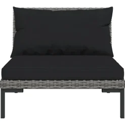 vidaXL 8-delige Loungeset met kussens poly rattan donkergrijs