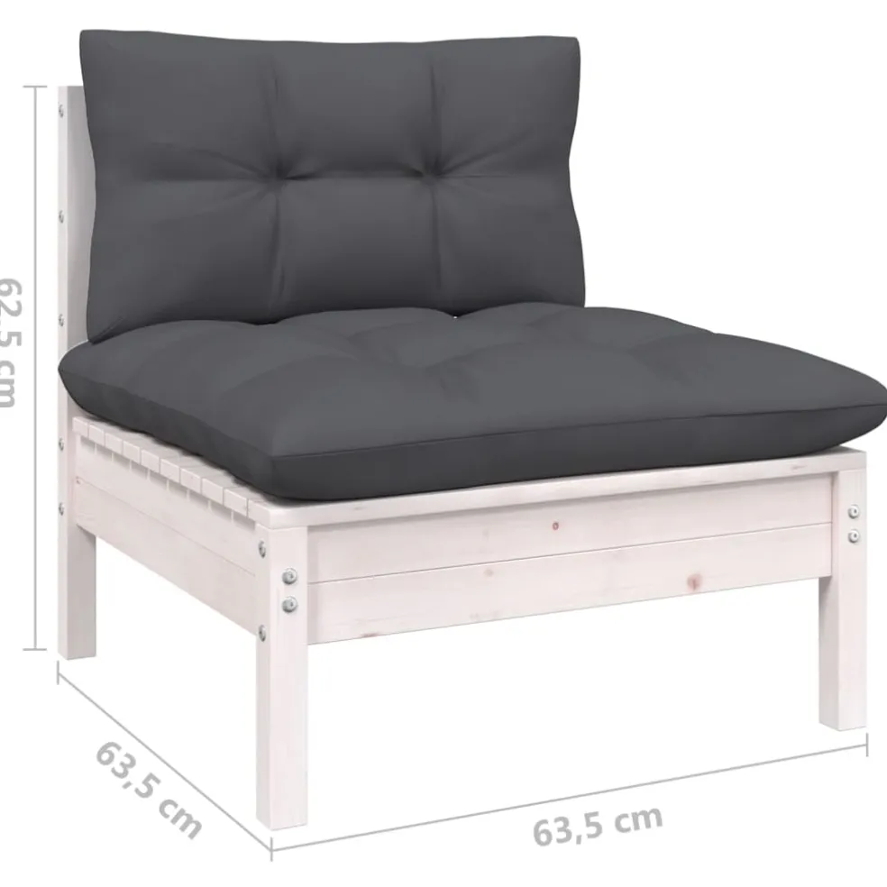 vidaXL 7-delige Loungeset met kussens grenenhout wit
