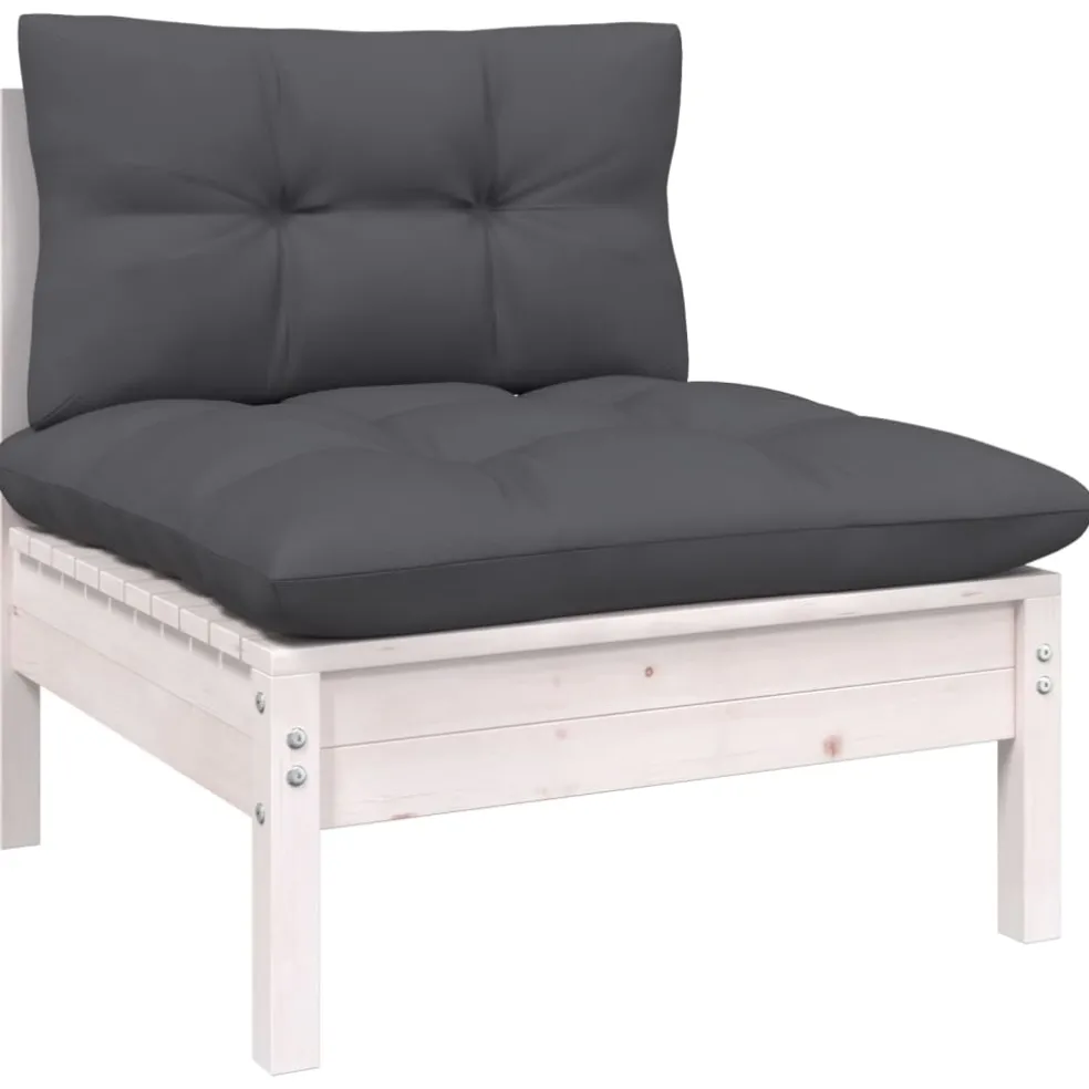 vidaXL 7-delige Loungeset met kussens grenenhout wit