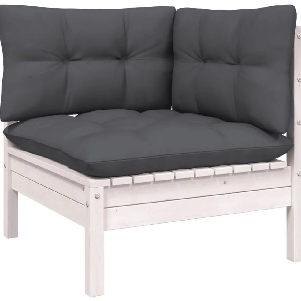 vidaXL 7-delige Loungeset met kussens grenenhout wit