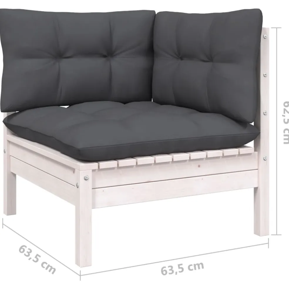 vidaXL 7-delige Loungeset met kussens grenenhout wit