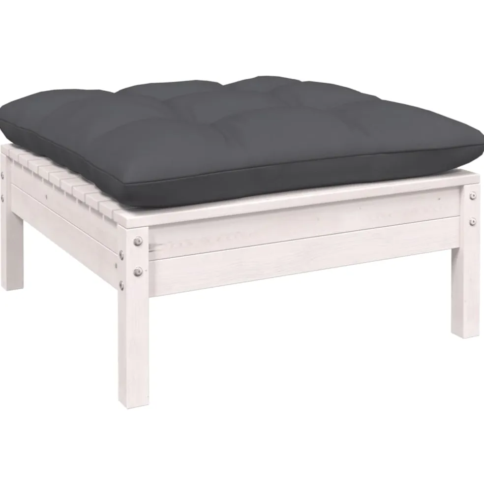 vidaXL 7-delige Loungeset met kussens grenenhout wit
