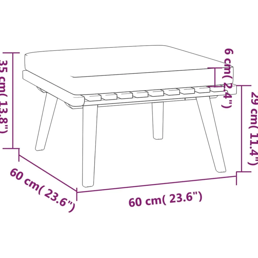 vidaXL 4-delige Loungeset met kussens massief acaciahout