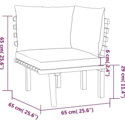 vidaXL 4-delige Loungeset met kussens massief acaciahout