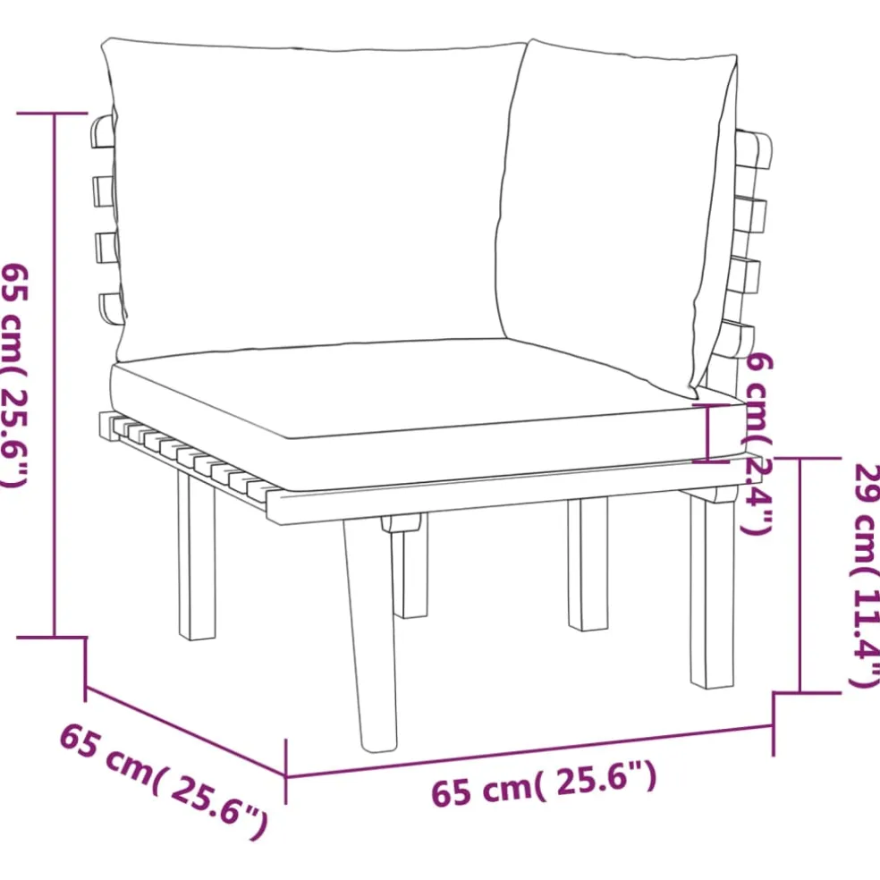 vidaXL 4-delige Loungeset met kussens massief acaciahout