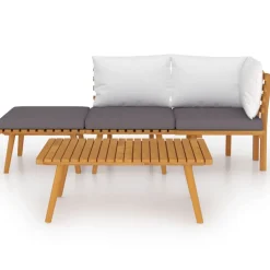 vidaXL 4-delige Loungeset met kussens massief acaciahout