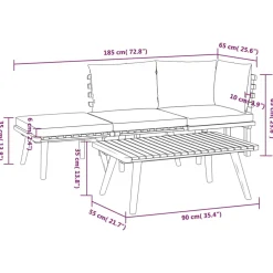 vidaXL 4-delige Loungeset met kussens massief acaciahout