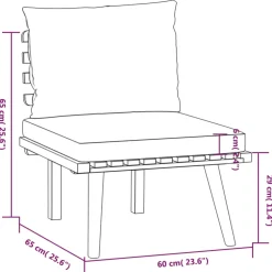 vidaXL 4-delige Loungeset met kussens massief acaciahout