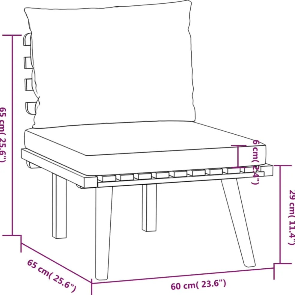 vidaXL 4-delige Loungeset met kussens massief acaciahout