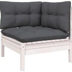 vidaXL 8-delige Loungeset met kussens massief grenenhout wit