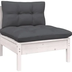 vidaXL 9-delige Loungeset met kussens grenenhout wit