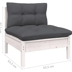 vidaXL 9-delige Loungeset met kussens grenenhout wit