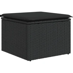 vidaXL 11-delige Loungeset met kussens poly rattan zwart