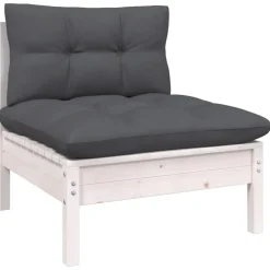 vidaXL 11-delige Loungeset met kussens massief grenenhout wit