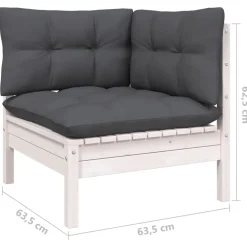 vidaXL 11-delige Loungeset met kussens massief grenenhout wit