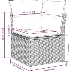 vidaXL 6-delige Loungeset met kussens poly rattan zwart