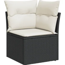 vidaXL 6-delige Loungeset met kussens poly rattan zwart