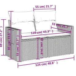 vidaXL 6-delige Loungeset met kussens poly rattan zwart