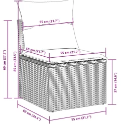 vidaXL 6-delige Loungeset met kussens poly rattan zwart