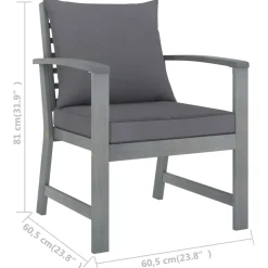 vidaXL 4-delige Loungeset met kussens massief acaciahout
