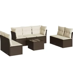 vidaXL 8-delige Loungeset met kussens poly rattan bruin