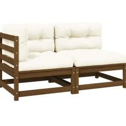 vidaXL 2-delige Loungeset met kussens grenenhout honingbruin