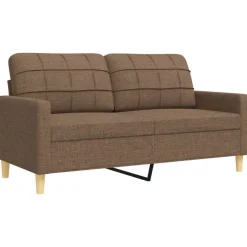 vidaXL 2-delige Loungeset met sierkussens stof bruin