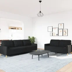 vidaXL 2-delige Loungeset stof zwart