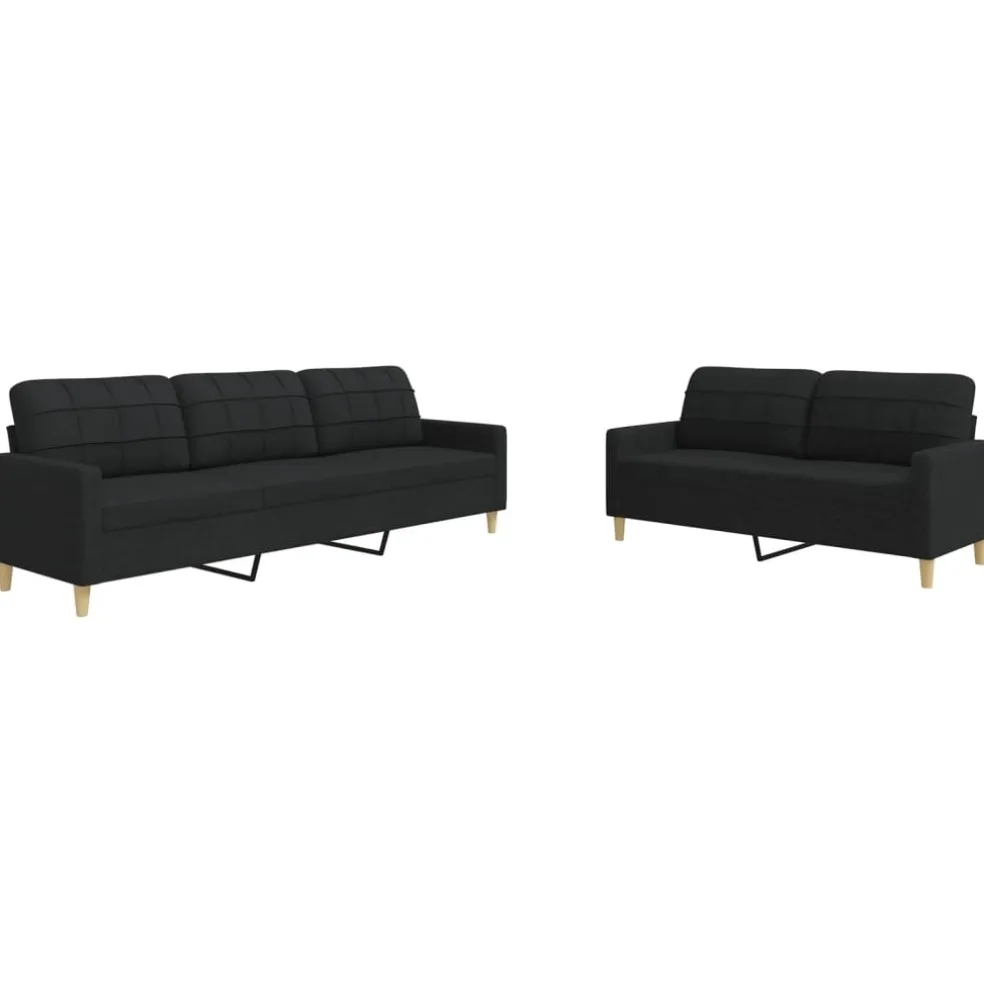 vidaXL 2-delige Loungeset stof zwart